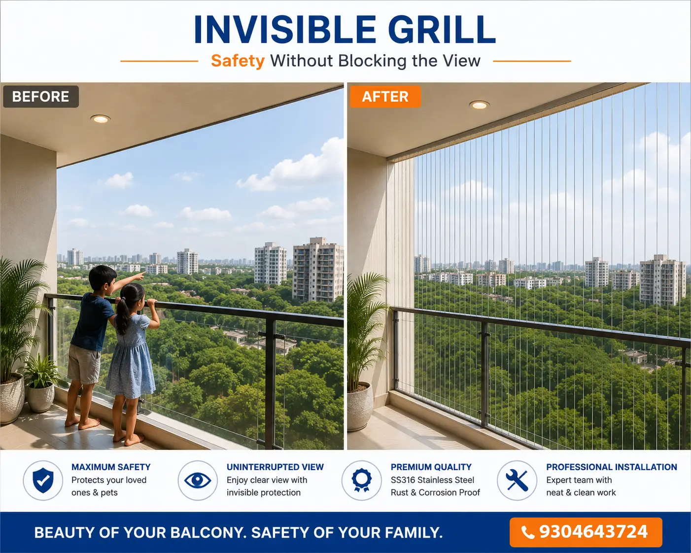 Invisible Gril for Balcony